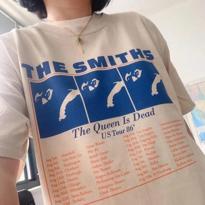 European Size Pure Cotton The Smiths T-Shirt Tops Tees Retro Women Pop Indie