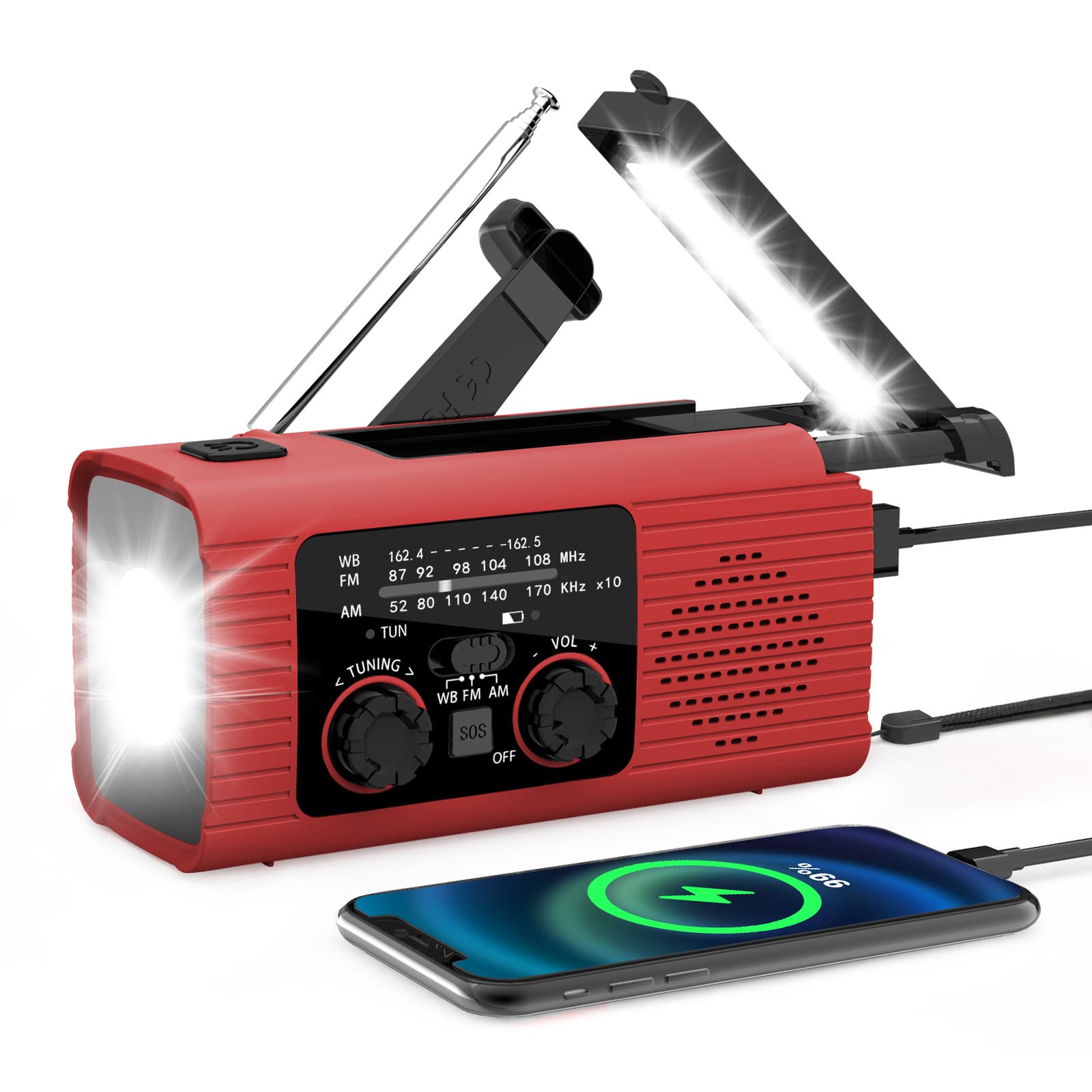 Cross-border Emergency Radio Solar Powered Hand-Cranked Rechargeable Radio Portable Outdoor Adult Stereo Radio