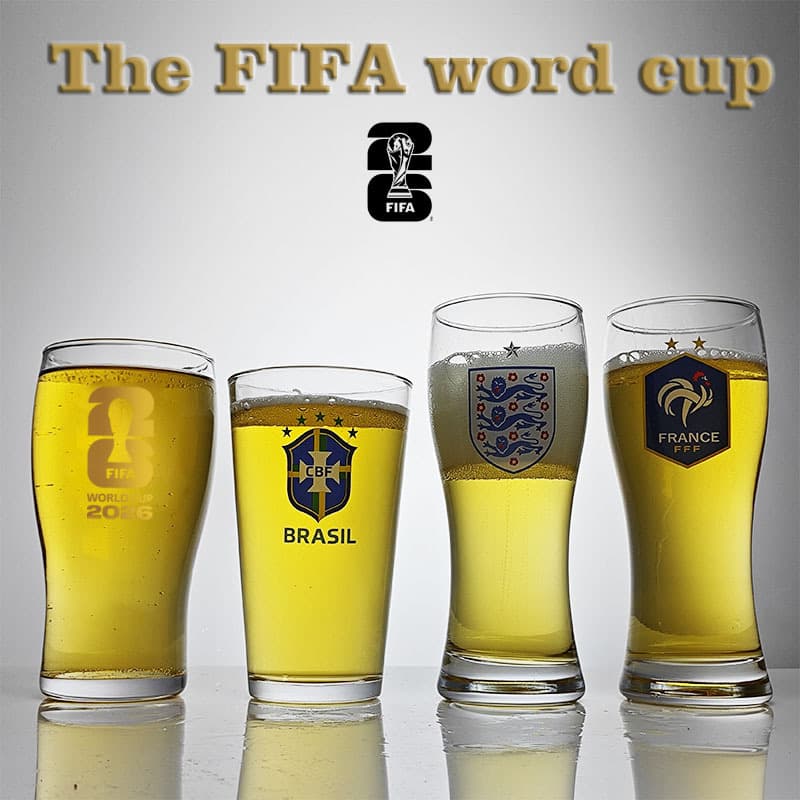 World Cup Football Event Beer Mug American Wide Mouth Pint Glass Creative Green Glass Customizable with Logo