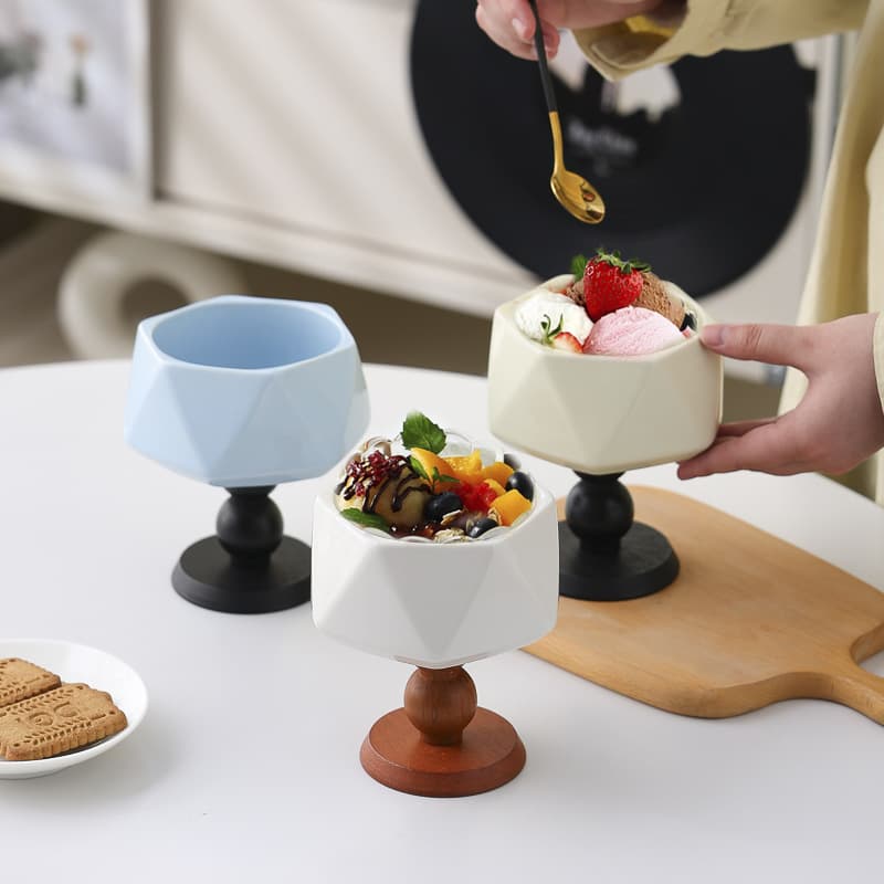 French Vintage Ceramic Goblet, Dessert Bowl, Fruit Plate, Home Hotel Candle Cup, Aroma Diffuser Cup