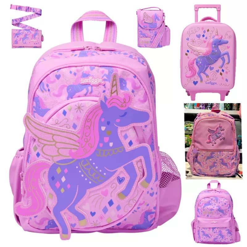 Australian Smiggle Cartoon Unicorn Kids Anti-Stress Backpack Primary School Backpack Lunch Bag Luggage