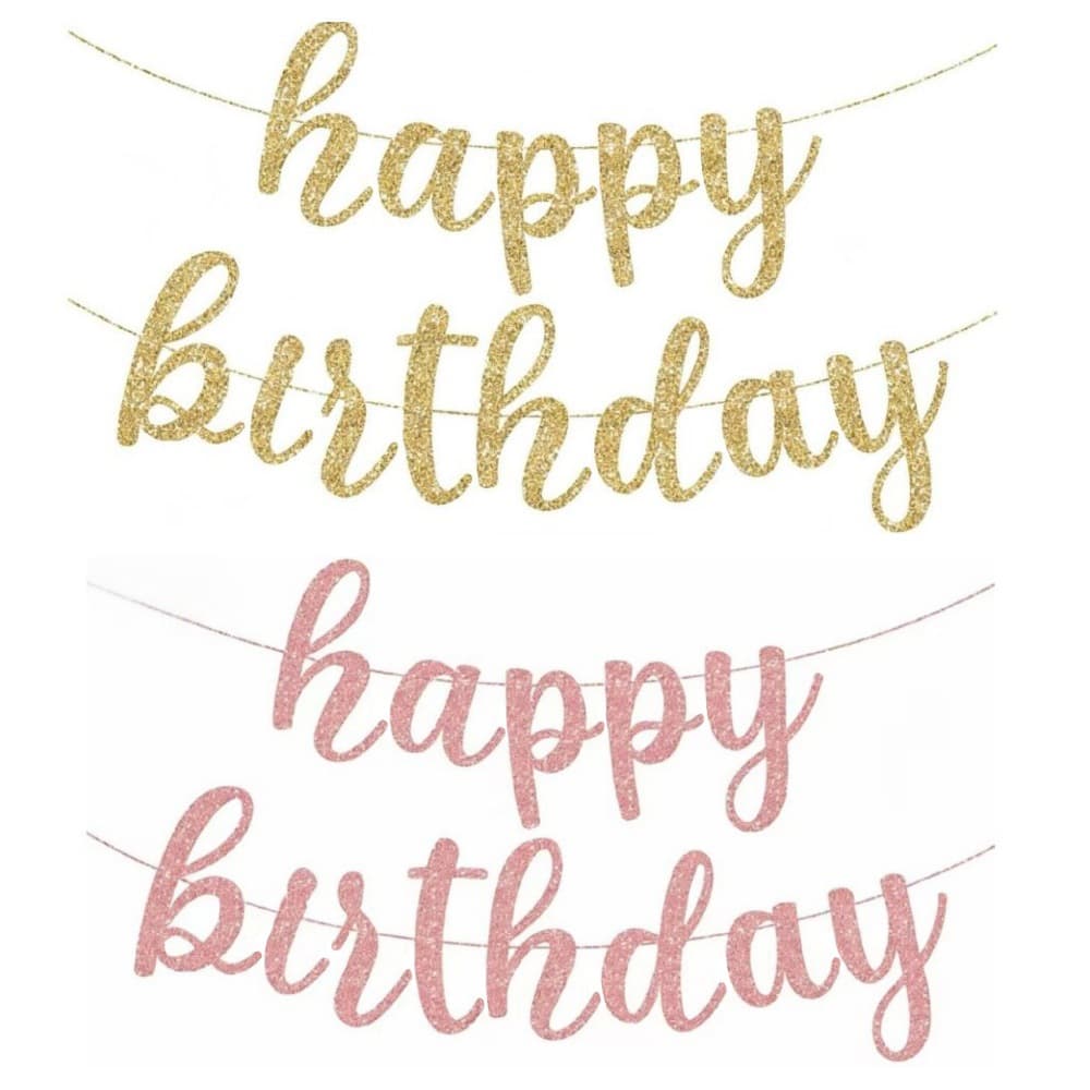 happy birthday glitter rose gold golden english letters happy birthday pull flag banner party decoration