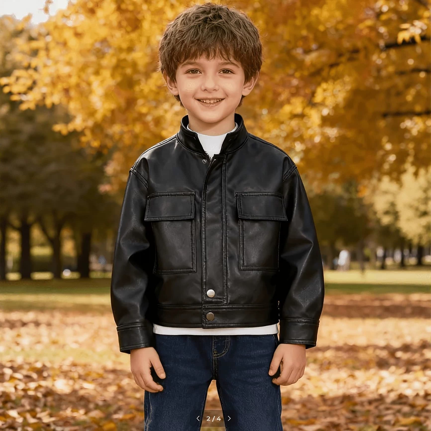Cross-Border Boys PU Faux Leather Jacket, Boys Leather Jacket, Hot Selling Boys Jacket