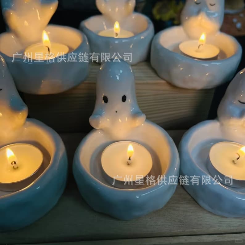 Ghost Aroma Candle Holder Halloween Ghost Candle Holder Home Decoration Venue Layout Props