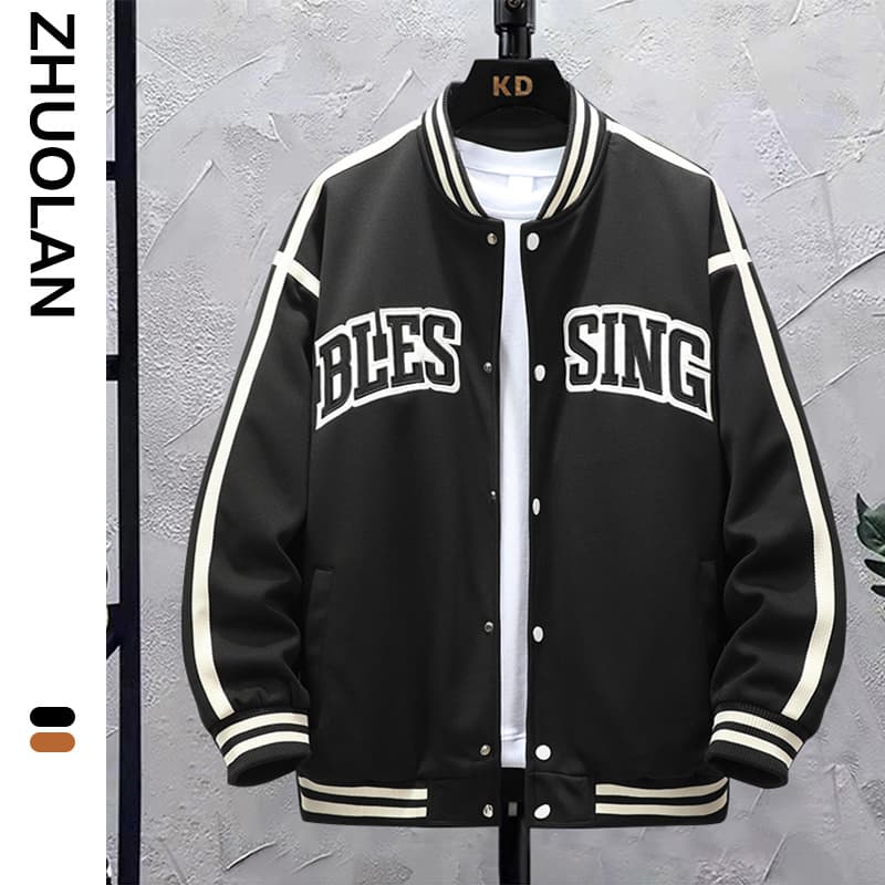 Plus Size Baseball Uniform Men's 2023 New American Casual Jacket, Loose Fit for Fat Men and Teenagers, Extra Large Size