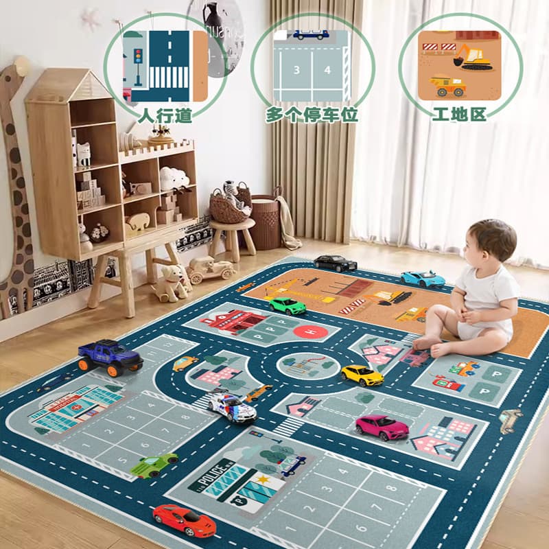 Cross-Border Kids Carpet Parking Lot Crawling Mat Game Traffic Road Mat Early Education Kindergarten Carpet Mat