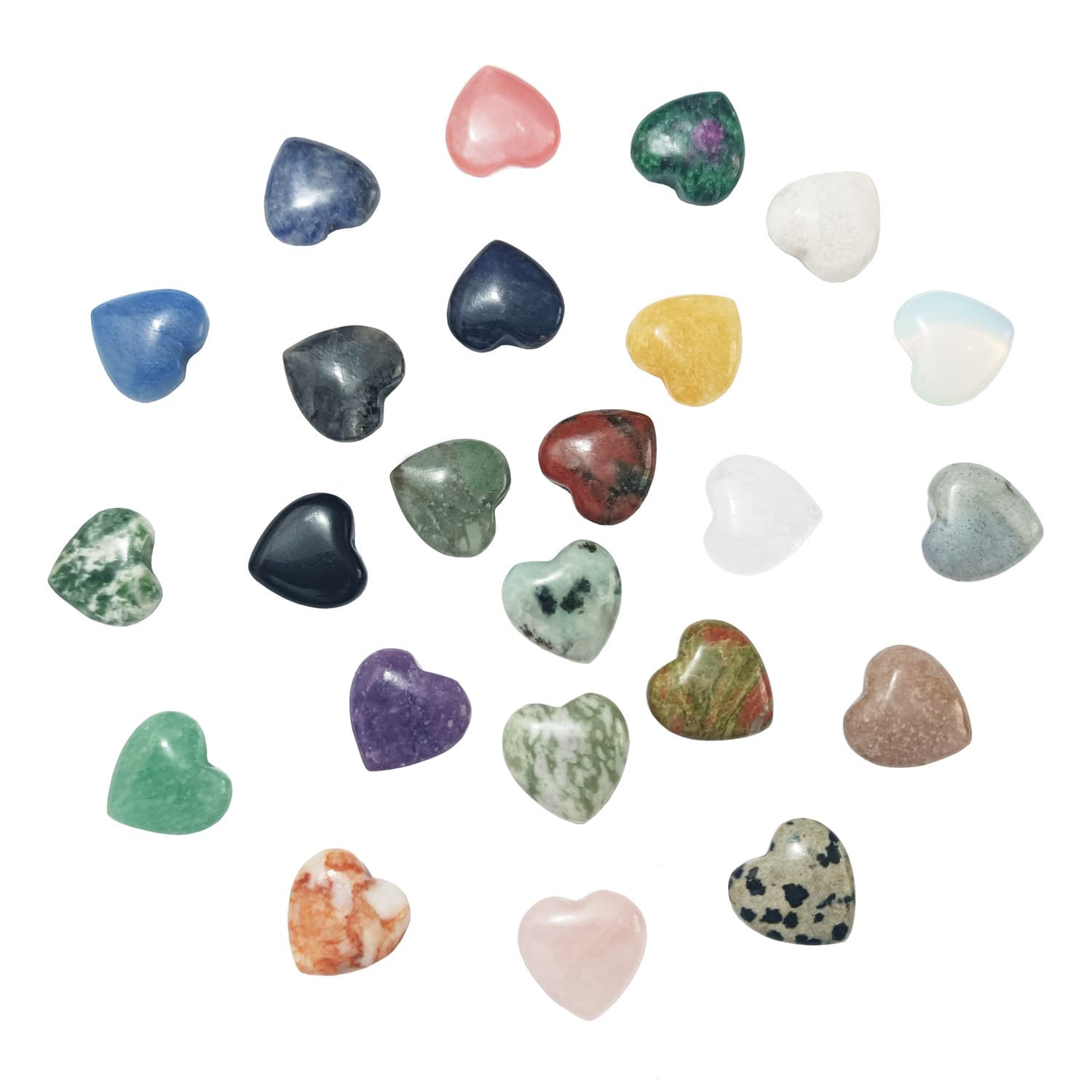 Cross-border Natural Crystal 15mm Heart-shaped Gift, Love-shaped Natural Stone Ornament, Gemstone Craft Wholesale