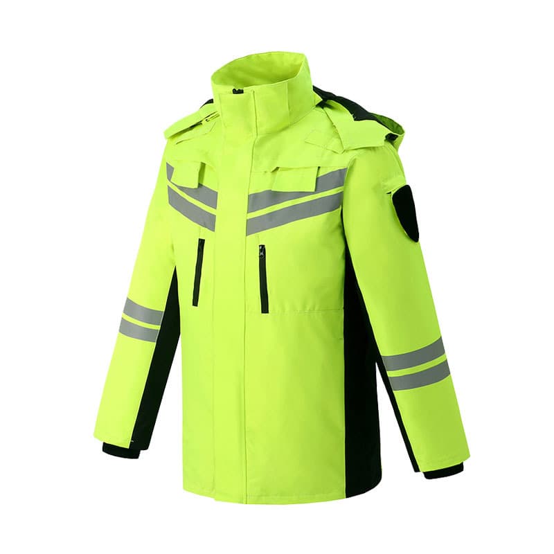 Winter Duty Reflective Cotton Suit for Motorcycle Riding, Windproof, Heavy Rain-Proof, Warm Traffic Duty Workwear