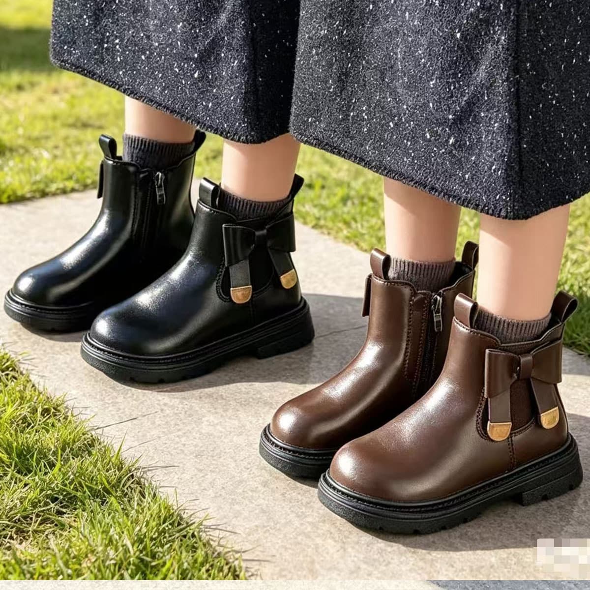 Autumn Girls' British Style Martin Boots with Retro Bowknot, Children's Short Boots, Available in Multiple Colors for Wholesale at Physical Stores