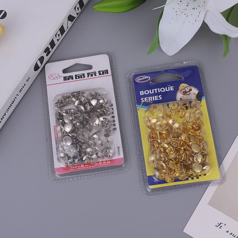 Self-Produced and Sold Double Blister Pack Gold and Silver Push Pins, Affordable Wholesale Source for Yiwu 2-Yuan Stores