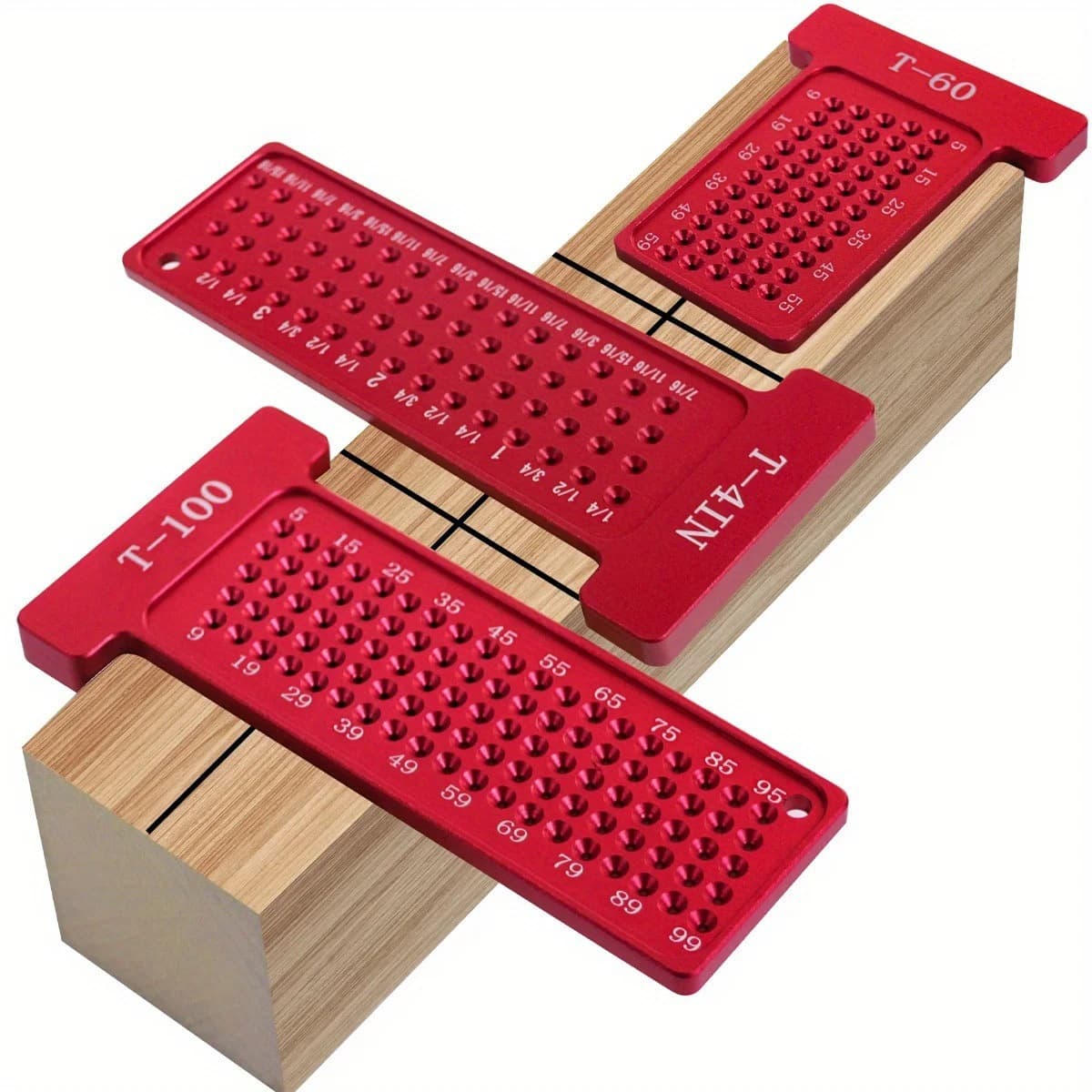 Metric/Imperial System Woodworking Marker Aluminum Alloy Hole Ruler T-shaped Ruler Measurement Layout
