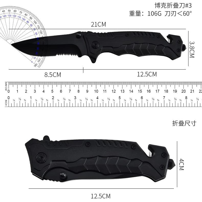 Cross-border hot-selling big black knife outdoor multi-functional folding knife field tactical knife camping camping fruit knife