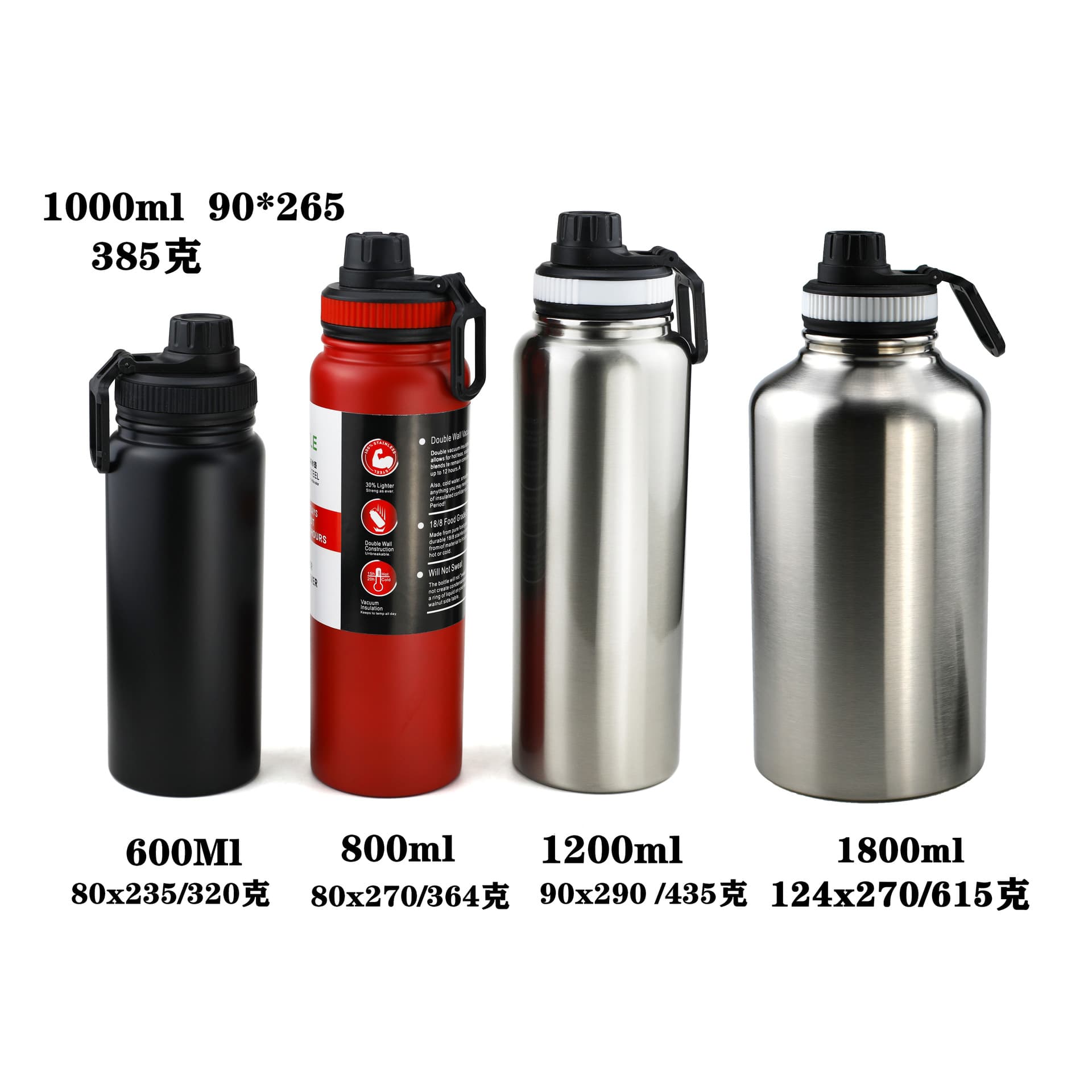Cross-border Outdoor Sports Fitness Portable Water Bottle American Style Large Capacity Insulated Cup Double-layer 304 Stainless Steel Space Bottle
