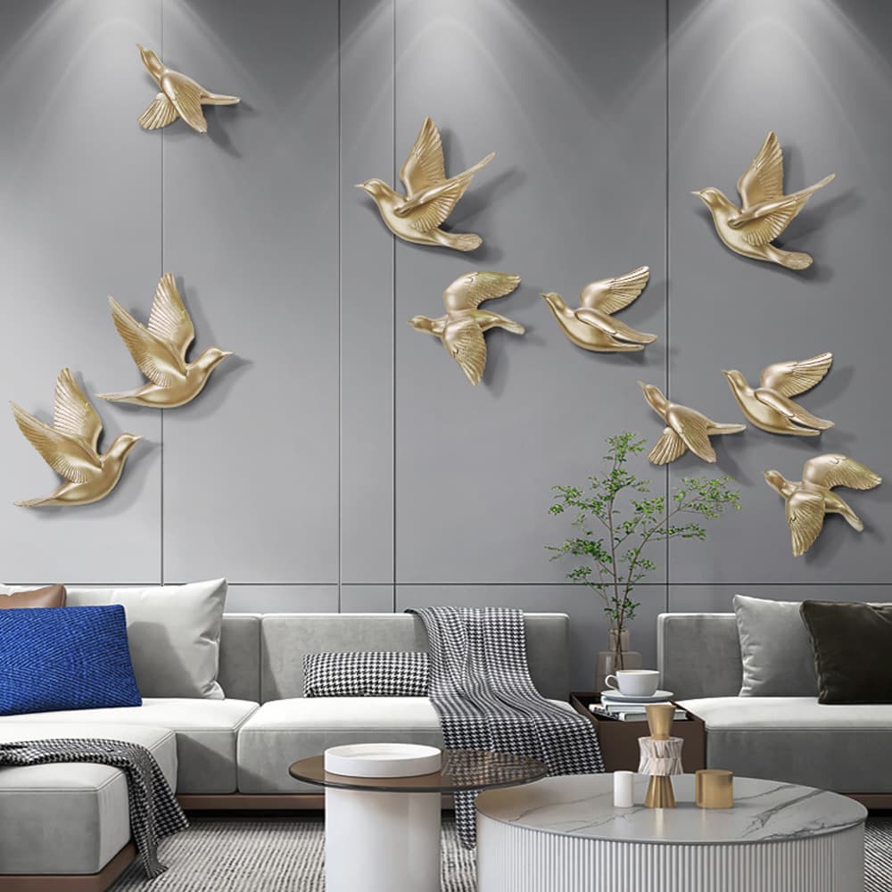 Cross-border wholesale European-style 3D bird wall decor, creative living room hallway background wall hanging
