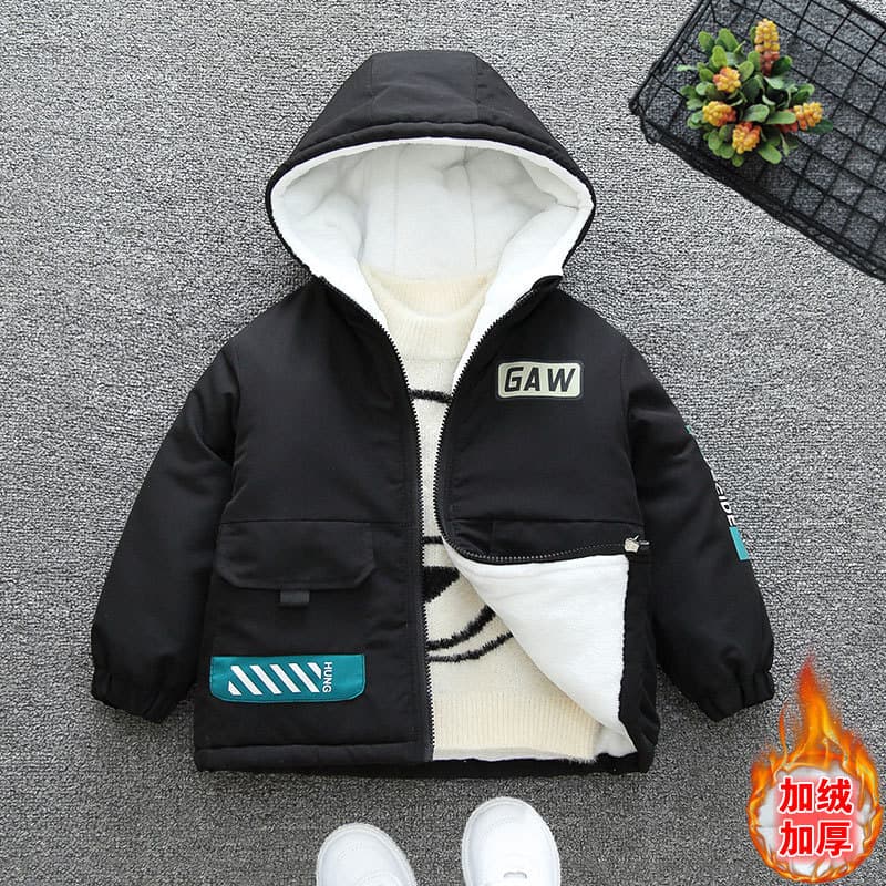 Boys Winter Trendy Fleece-Lined Padded Parka Jacket 2025 New Stylish Baby Thickened Cotton Coat Girls Cotton Padded Jacket