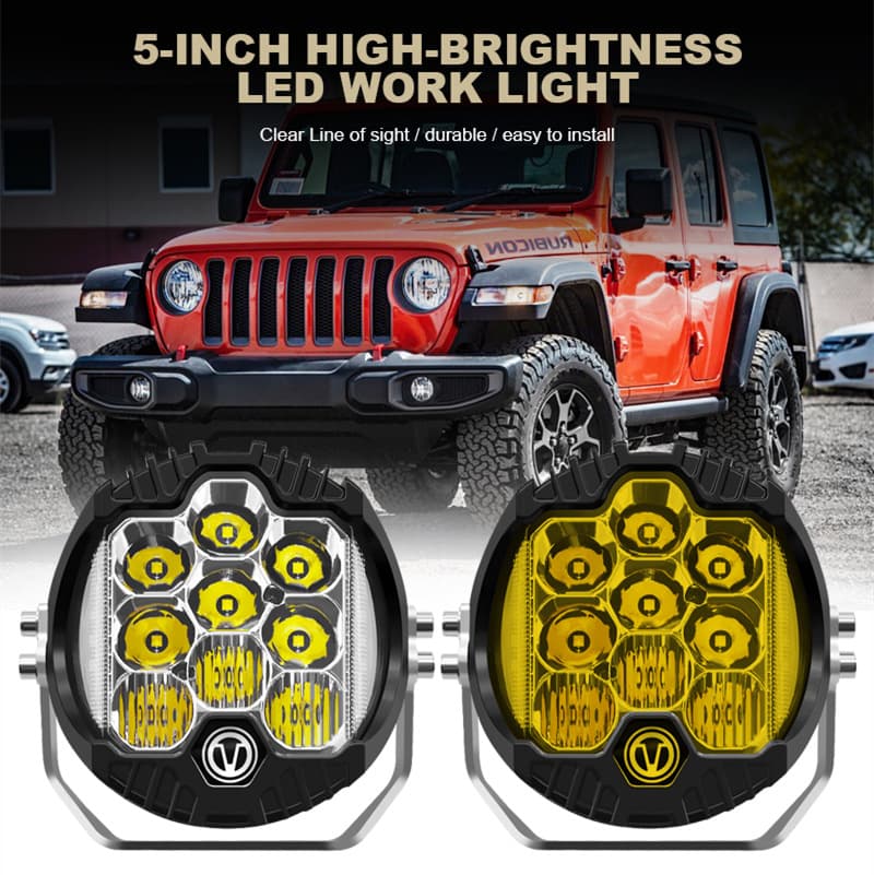Wrangler headlight 5 7-inch LED round front bumper three-sided lighting inspection work light off-road modified roof spotlight