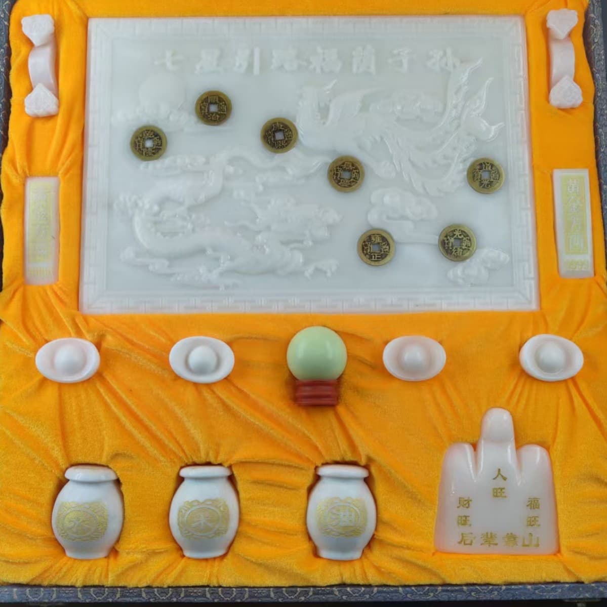 White Marble Funeral Set Including Urn, Burial Decorations, and Ritual Items for Funeral Ceremonies