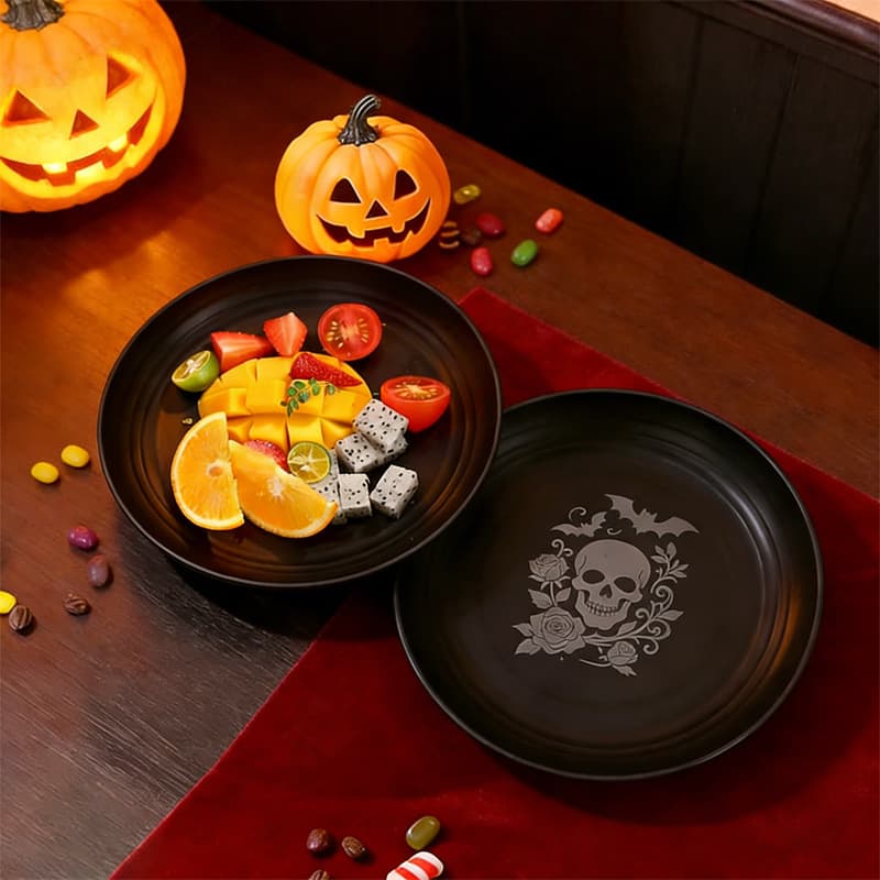 Cross-border Direct Sales Creative Skull Plastic Tray Round High-Temperature Resistant Serving Tray for Home Restaurant Couples