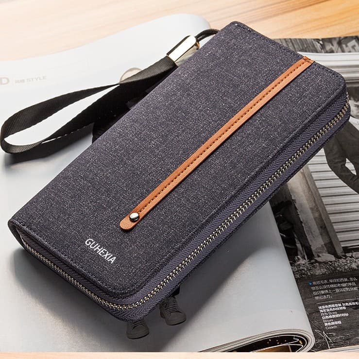 Men's Wallet, Long Zipper, Youth Clutch Bag, Business Casual, Korean Style, Personalized Handbag, Phone Bag, Large Capacity
