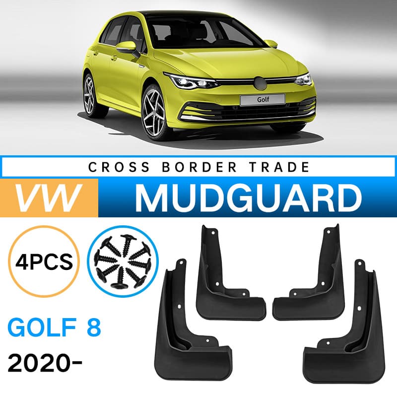 Aiwollde Mudguard for Volkswagen Golf 8 2020-2023 Car Tire Splash Guard Black PP Soft Plastic Special Vehicle Dedicated No Drilling
