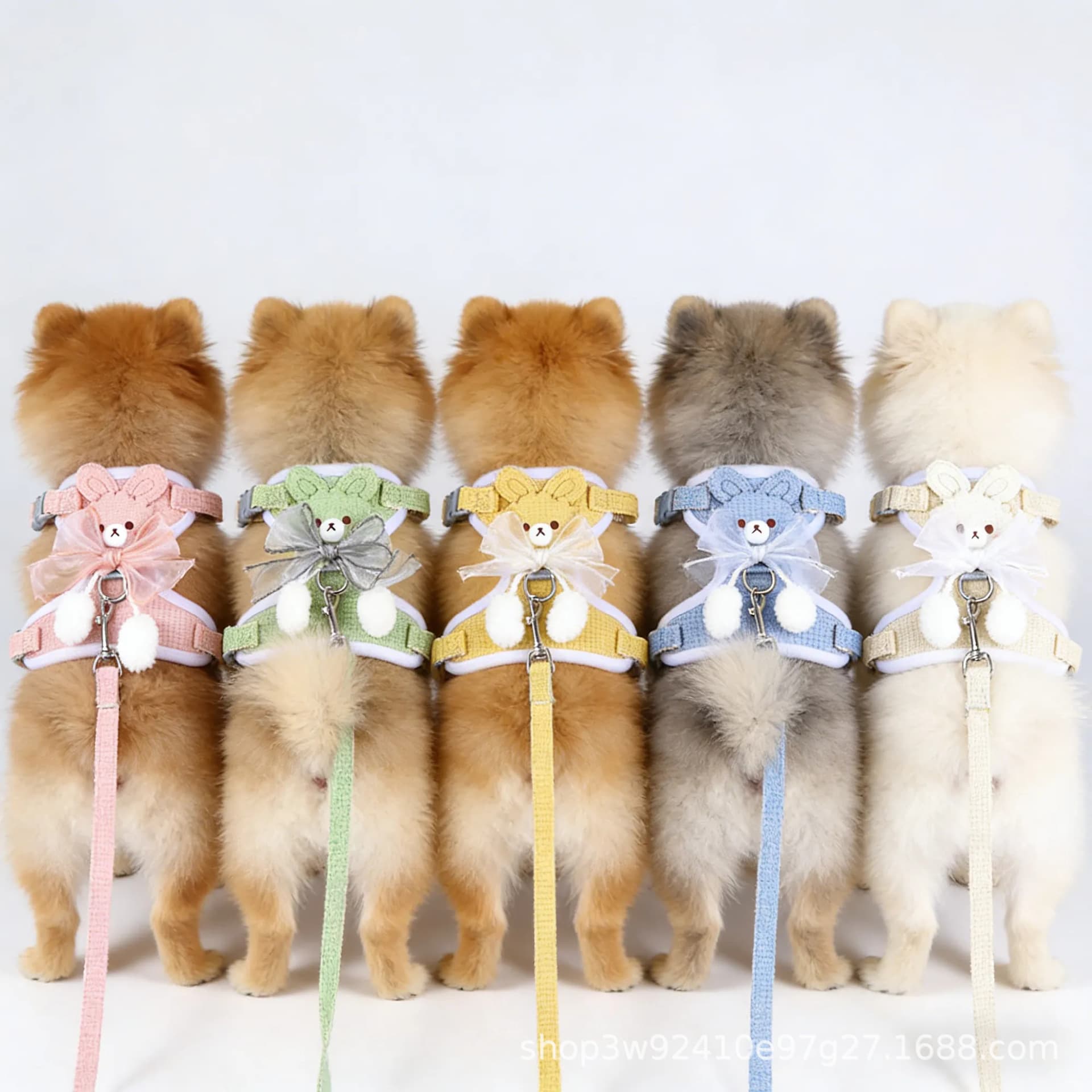 Dog Leash Bow Tie Bear Harness Walking Rope Vest Adjustable Dog Leash Cat Leash Wholesale