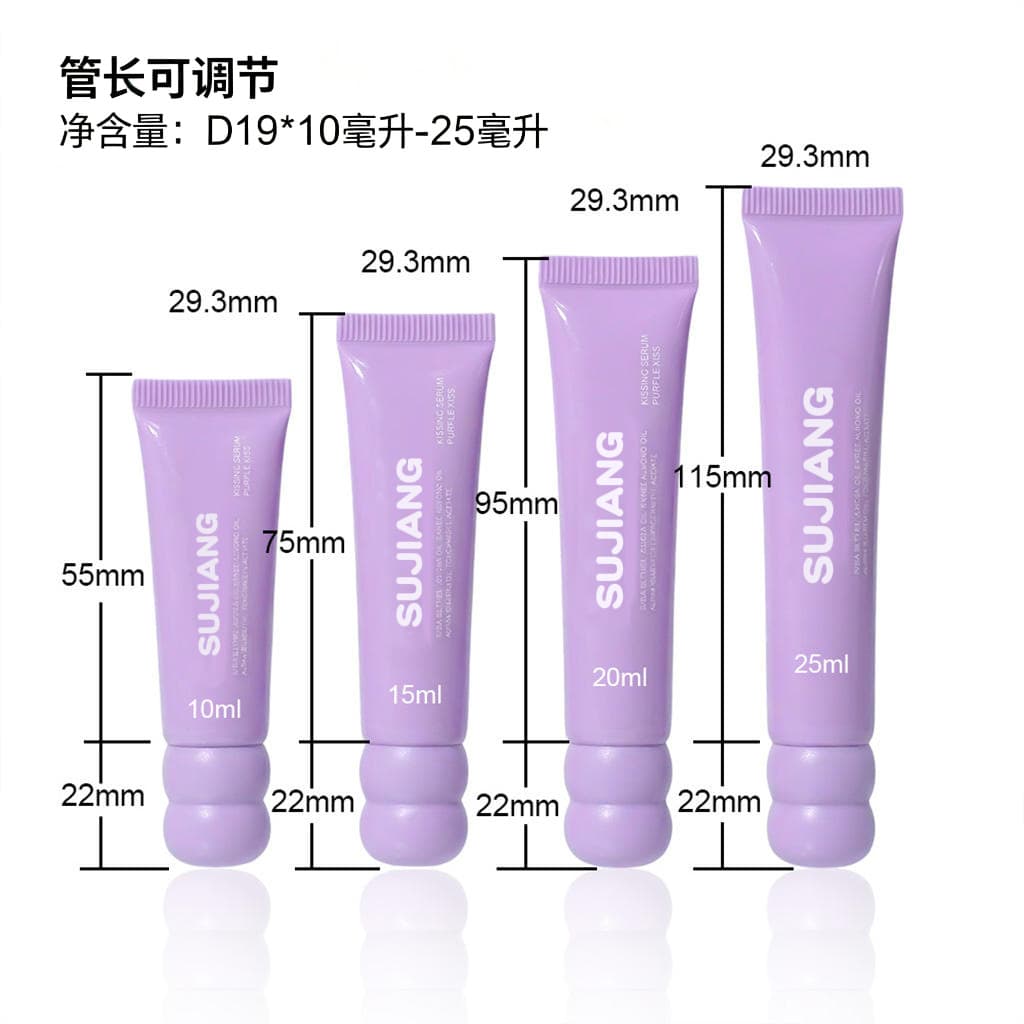 Lipstick Cosmetic Tube Packaging, Round Cap Lip Gloss Tube, Refillable Squeeze Bottle with Angled Applicator Tip, Lip Balm Tube