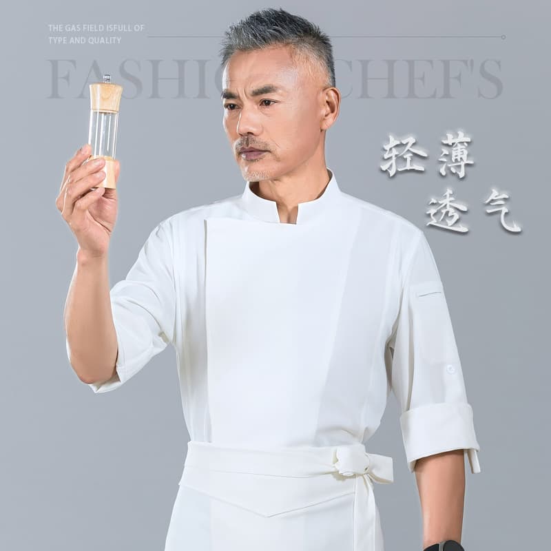 Hotel Chef Uniform, Western Restaurant Steakhouse Kitchen Canteen Short-Sleeve Chef Coat for Women