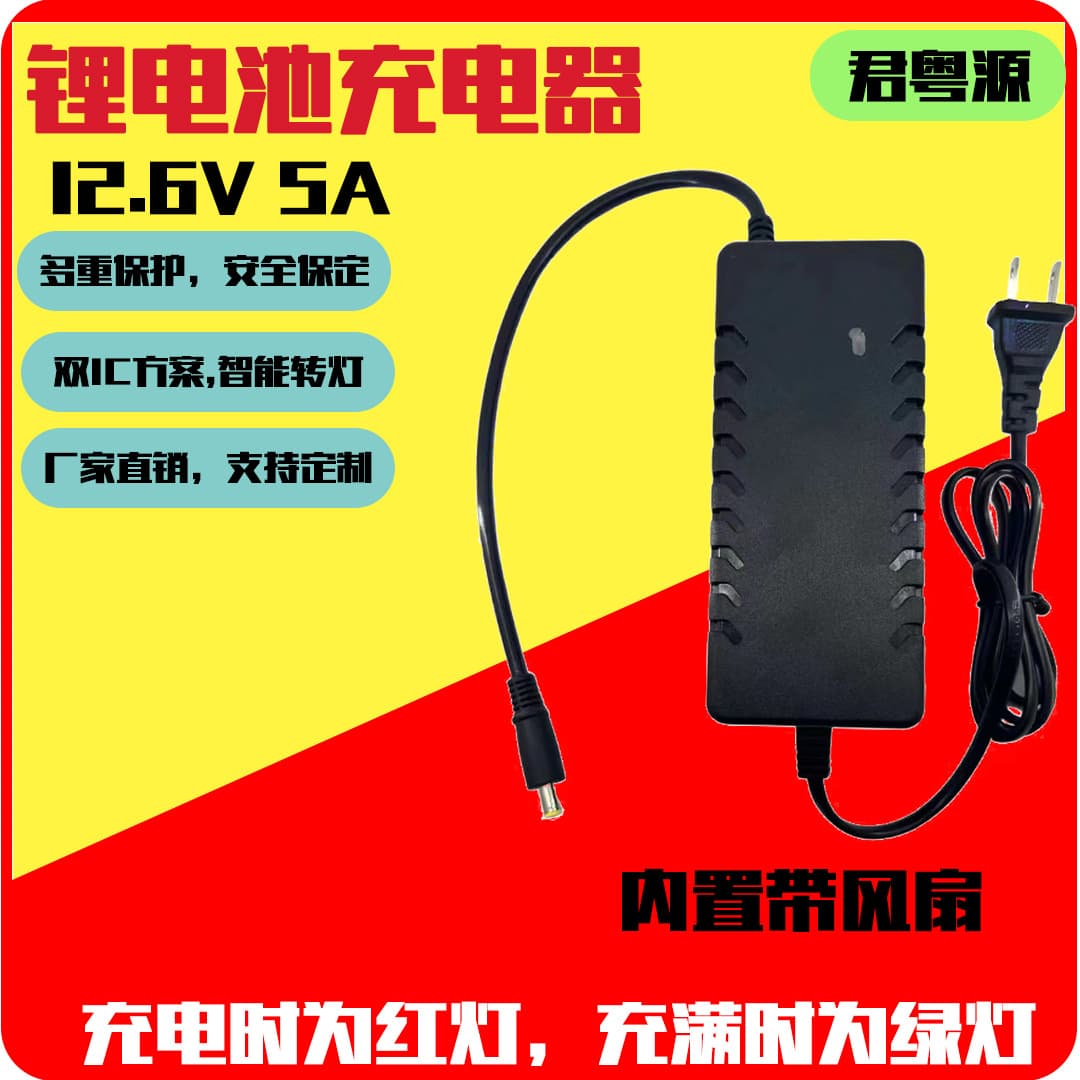 12.6V 5A Lithium Battery Smart LED Indicator Charger for 3S 18650 Lithium Polymer Batteries