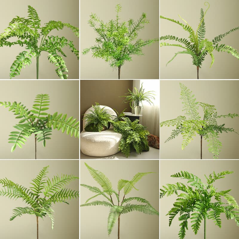 Simulated Green Leaves Soft Rubber Persian Fern Leaves Home Decoration Green Wall Decor Props