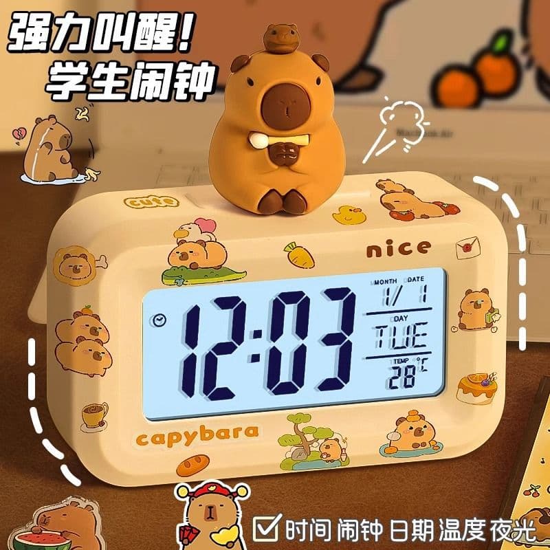 Kapibala Smart Small Alarm Clock 2024 New Boys and Girls Wake Up Electronic Clock Desktop Clock Student Alarm Clock