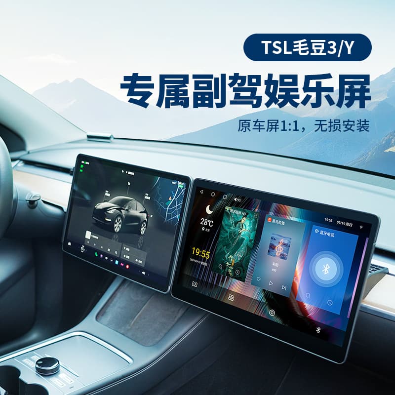TSL Exclusive Co-Pilot Entertainment Screen, Hundreds of Apps Available for Download, Compatible with Model Y/3, Quick Installation