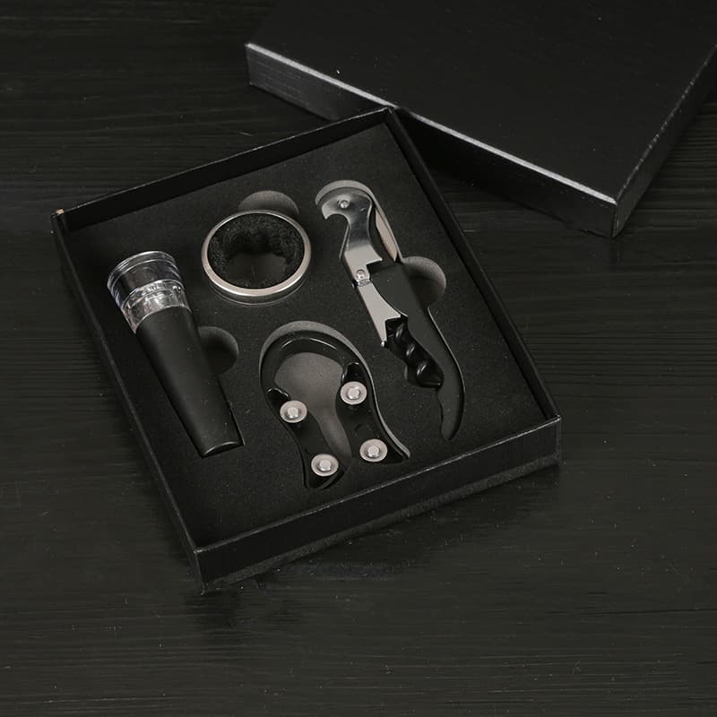 Wine Opener Tool Set 4-Piece Paper Box Set Wine Bottle Opener Wine Stopper Set Wine Accessory Set