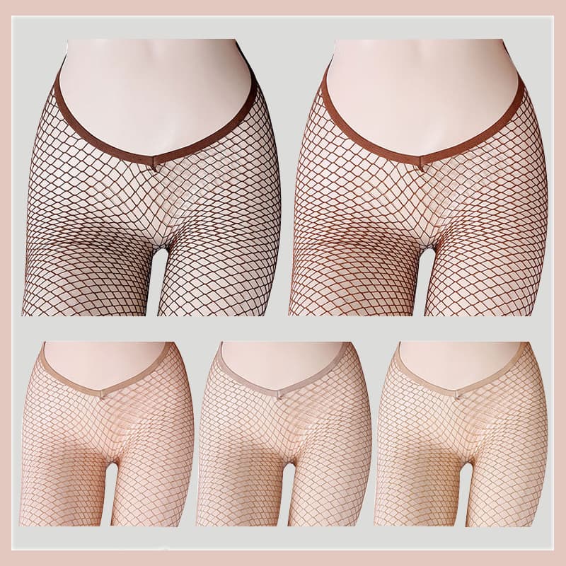 Cross-border European and American Women's V-Waist Gold and Silver Thread Hollow Fishnet Stockings Stage Shiny Glitter Hollow Net Stockings for Nightclubs
