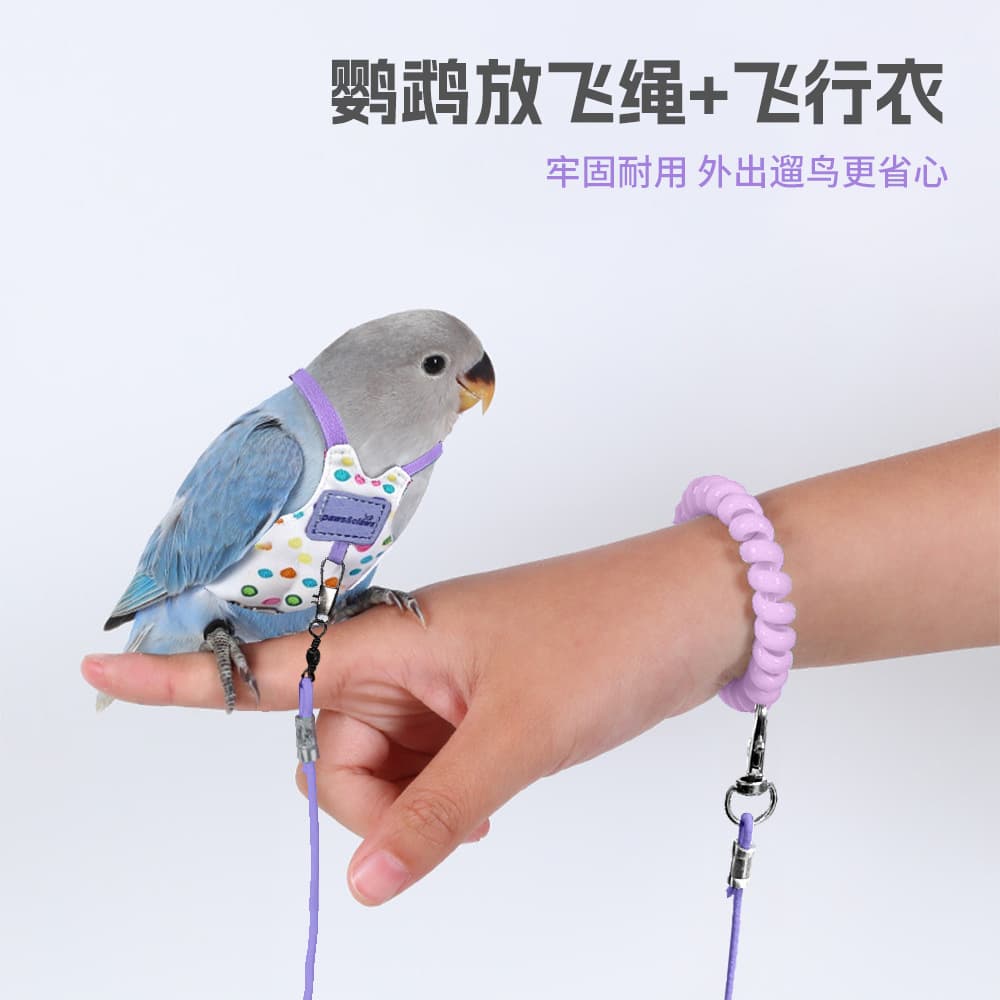 Parrot clothes, bird walking artifact, going out, Xuanfeng tiger skin peony fly rope traction anti-lost flight suit XS