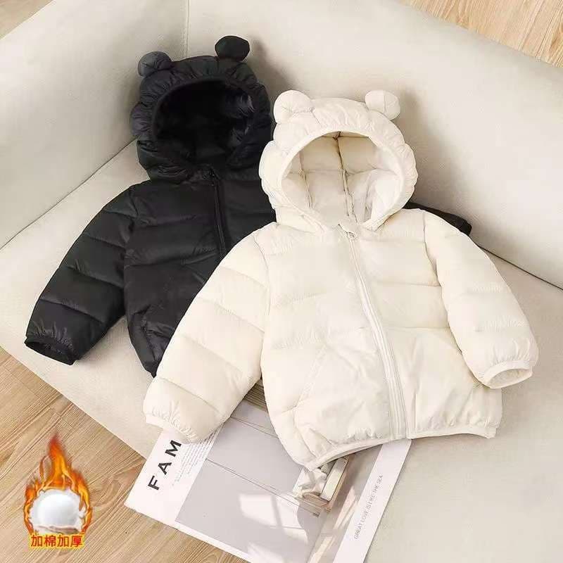 Bear Ears Kids Lightweight Down Cotton Coat Short Style for Boys and Girls Autumn Winter Toddler Chic