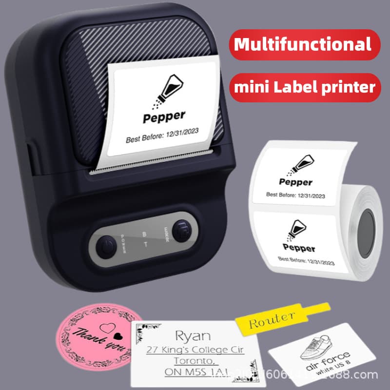 Cross-Border Mini Label Printer Wireless Bluetooth Self-Adhesive Label Barcode Printing Handheld Portable Label Machine