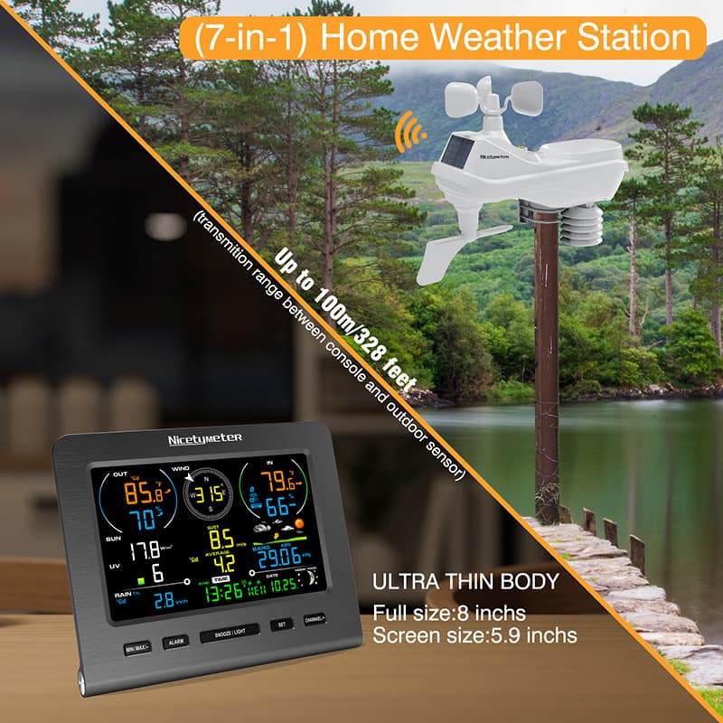 Smart Wireless Weather Station | All-in-One Function + Temperature/Humidity/Wind Speed/Rainfall Monitoring with WiFi Remote Forecast