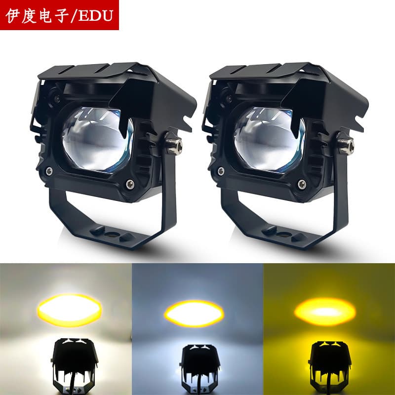 Motorcycle Spotlight High Beam with Lens, Electric Vehicle Modified High/Low Beam Road Light, Ultra-Bright Focused LED Headlight