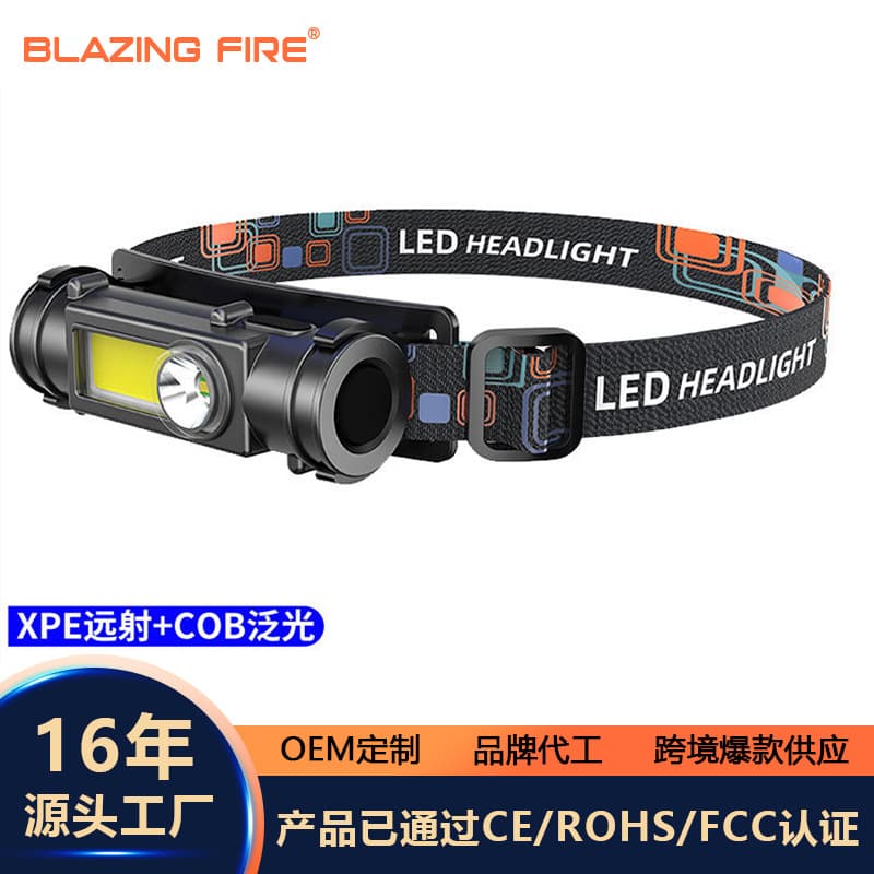 Headlamp with Strong Light, Rechargeable, Long-Range Outdoor COB Multi-Function LED Headlight with Magnet
