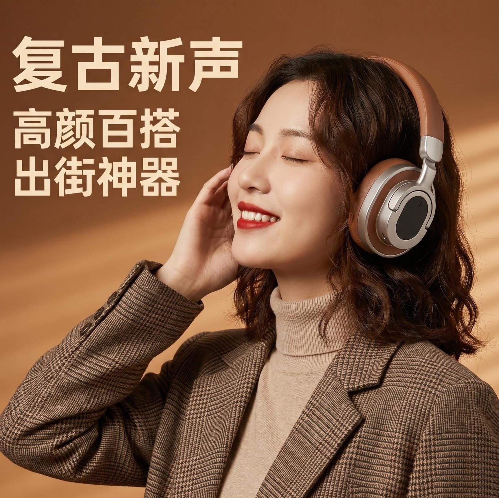 Xianxi Retro Active Noise-Cancelling On-Ear Headphones Wireless Bluetooth Fashion Maillard Style 2026 New