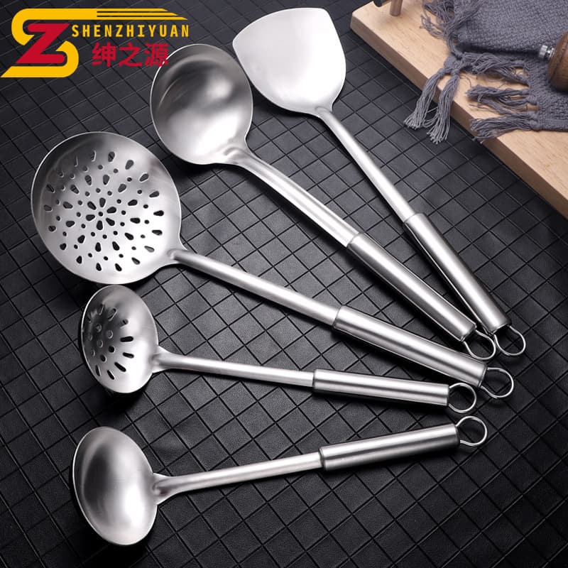 Stainless steel spatula kitchen set cooking colander household cooking utensils hot pot spatula soup spoon wholesale non-stick pan anti-scalding