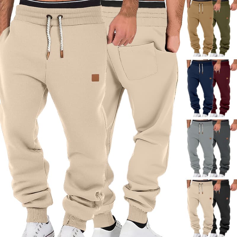 Casual Men's Pure Color Sporty Loose Fit Trousers Spring Autumn Trendy Sweatpants Elastic Waist Casual Pants