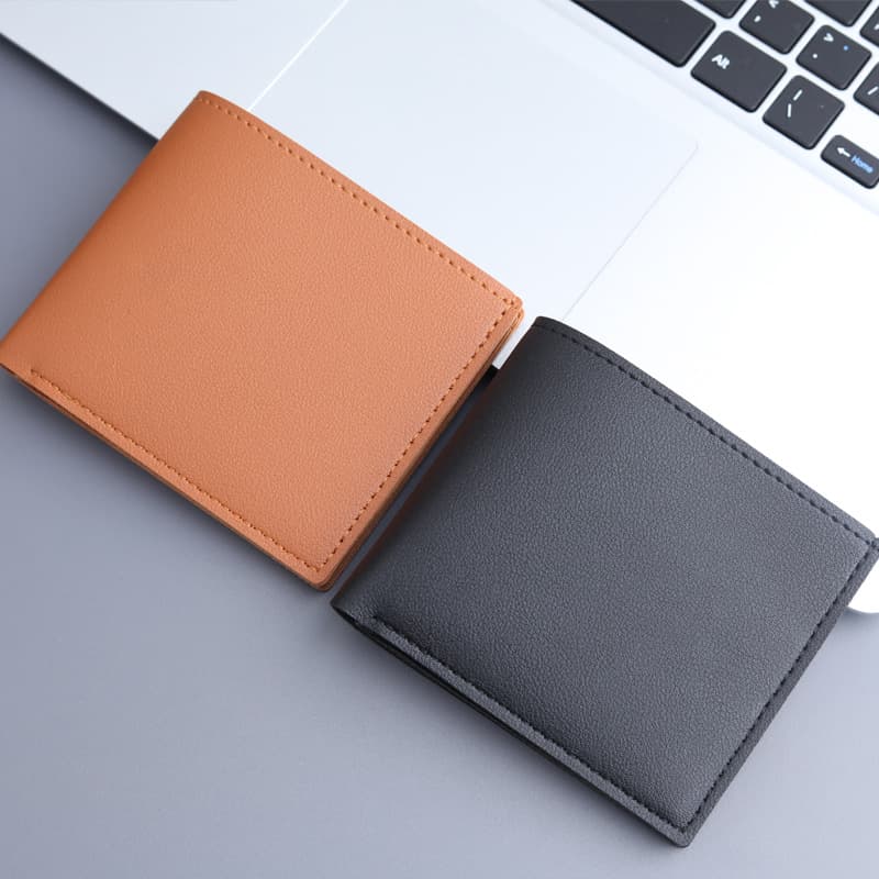 Men's Short Wallet Simple No LOGO Urban Minimalist Style PU Leather Bifold Daily Match Ultra Light Weight Wholesale Price