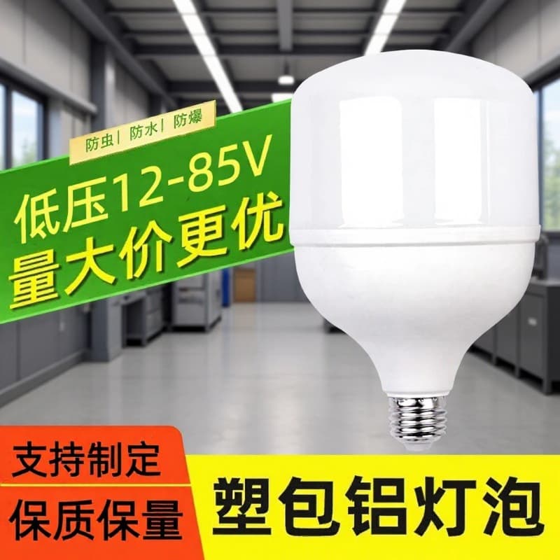 Low Voltage LED Bulb, LED Cylindrical Bulb, Triple-Protection, High-Quality, Stylish, White, Elegant, Flat-Head Lamp, 12V 24V 36V 48V