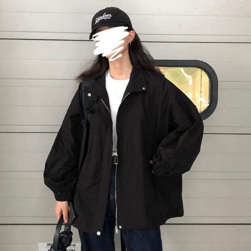 Women's Autumn Workwear Jacket, Hong Kong Style, BF Lazy Stand Collar Top, Korean Loose Fit Slimming Retro Trench Coat, Trendy
