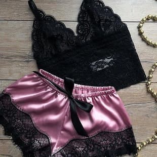 Mengya Lingerie Europe and America New Style Lace Sleepwear Two-Piece Set Shorts Camisole Set for eBay
