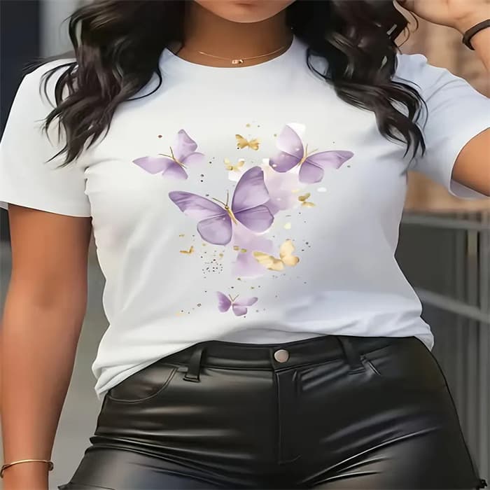 2025 Cross-Border T-Shirt Aliexpress Amazon Women's Short-Sleeved Wish Fashion Casual Round Neck Women's T-Shirt Temu