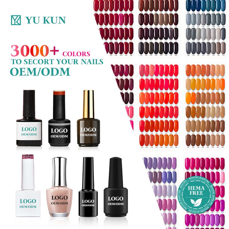 Yukun Gel Polish 3000 Solid Colors Available Custom Gel Polish Factory Direct Kilogram Pack Custom OEM/ODM