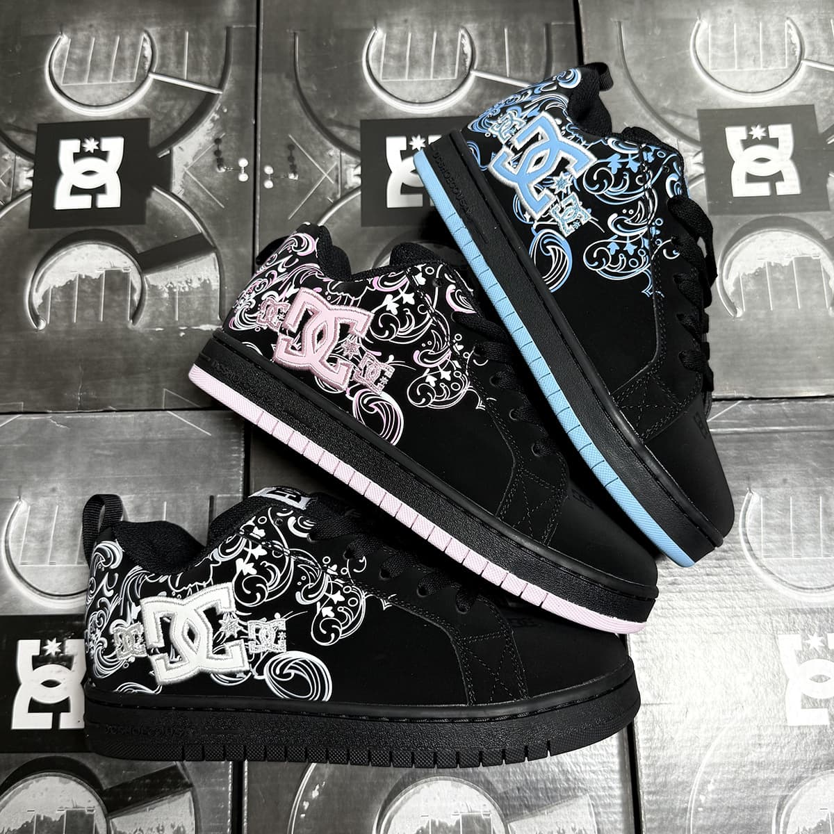 Cross-Border Foreign Trade European Hot-Selling DC Shoes Pink Embroidered Women's Shoes Versatile Trendy Classic Low-Top DC Skate Shoes