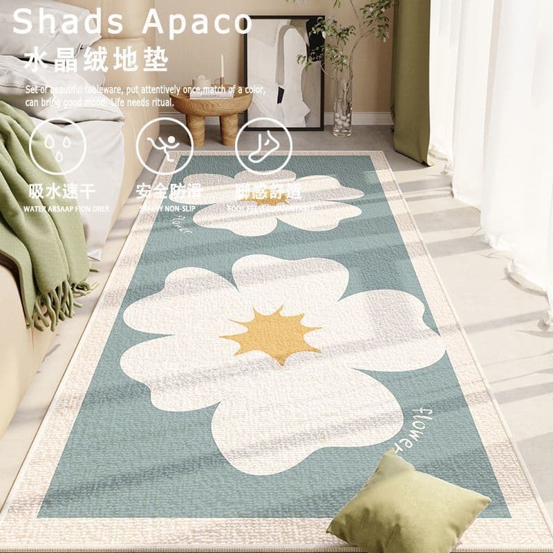 Cross-Border Wholesale No-Wash Easy-Care Minimalist Bedside Rug Bedroom Mat Quick-Dry Anti-Slip Girly Stain-Resistant Bay Window Cushion